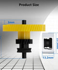 Heavy Duty Hardened Steel Extruder Gear Kit for P2S with Integrated Shaft Design showing dimensions and dual gears