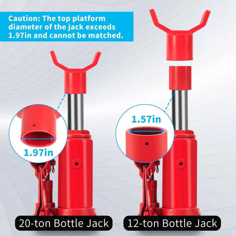 2 In 1 Bottle Jack Adapter For 12 Ton And 20 Ton, Heavy Duty Universal Steel Jack Adapter with 1.57 inch and 1.97 inch sleeves