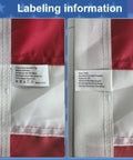 Labeling details of American Flag 2.5 By 4 Foot Banner Style Sleeve Flag With Embroidered Stars And Sewn Stripes UV Protected Heavy Duty Nylon