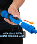 Lock-On 22 Inch Curved AquaDozer Floor Squeegee With Ez Extend Pro Telescopic Pole quick release button mechanism