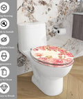 Elongated Resin Toilet Seat for Bathroom Decor with floral design, 14.5" x 18.5", easy to clean and install.