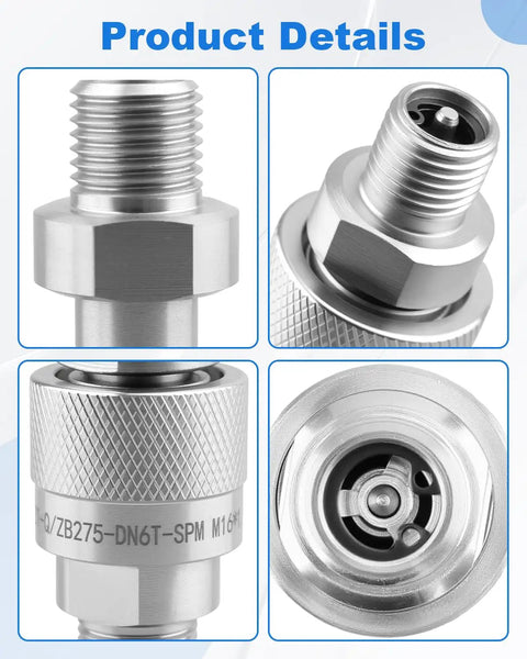 Close-up of Two Pack M16 To M14 Hydraulic Quick Connect Fittings With Built In Plunger Set For AGT And Chinese Mini Excavators