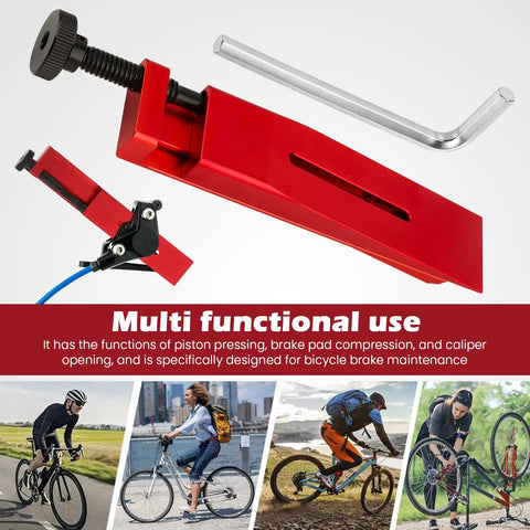 Heavy Duty Brake Tool For Sram Hydraulic Disc Calipers With 1.1 Inch CNC Aluminum Piston Reset Expander Adapter, red multifunctional tool.