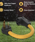 Heavy Duty Nema 10 30P To 14 50R Ev Charger Adapter With 8 Gauge Wire For Tesla And Rv Hookup on grass with water droplets.