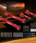 Ford Mustang Rear Upper And Lower Tubular Control Arm Kit With Hardware For 1979 2004 Camber Arms Beefed Up Performance Suspension Upgrade For Street Track Use Today, red tubular arms