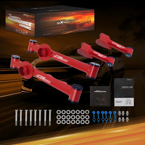 Ford Mustang Rear Upper And Lower Tubular Control Arm Kit With Hardware For 1979 2004 Camber Arms Beefed Up Performance Suspension Upgrade For Street Track Use Today, red tubular arms