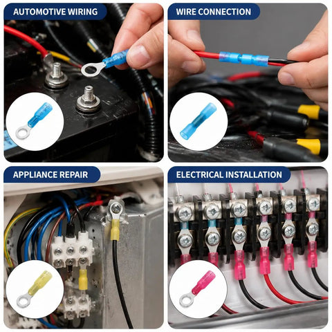 Hella Waterproof 150 Piece Heat Shrink Wire Connectors Kit Automotive Marine Electrical Terminals for wiring connections.