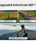 ActiveTrack 360° feature of Mini 5 Pro Drone Fly More Combo Plus RC 2, highlighting tracking modes and obstacle sensing.