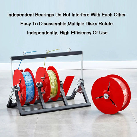Pro Grade Industrial Wire Spool Rack And Cable Dispenser Style 3 with multiple wire spools, durable steel frame, efficient access.