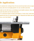 Side view of Compact 4 Inch Mini Table Saw For DIY Hobbyists Portable Cutting Tool With Three Blades Ideal For Wood Model Making Craft Projects And Small Cuts In Metal Ceramic Tile And Glass Not For Steel Or Iron Stepless Speed Control