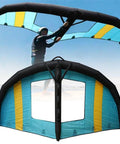 Inflatable Surf Wing For Kitesurfing And Wind Foil Water Sports Handheld Wing displayed in use and close-up, easy to use durable design