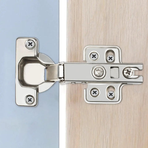 10 Pack 35mm Full Overlay No Slam Soft Close Frameless Cabinet Hinges With Screws For Kitchen And Bathroom Cabinets close-up view