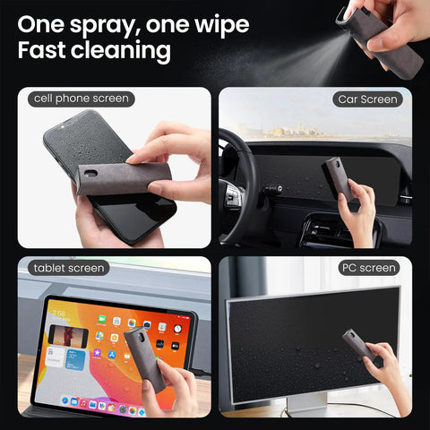 2In1 Screen Cleaning Spray And Wipe Kit For Phones Tablets Laptops And Car Screens Portable 0 3 Oz Mist Cleaner Purple Lipstick Sized Microfiber Cloth Safe For All Touch Screens Quick Smudge Free Clear Displays All In One Grab And Go cleaning various screens