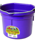 Purple 2 Gallon Heavy Duty Workhorse Plastic Bucket showing label and handle for Farm Home Laundry and Water with Flat Back Design