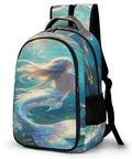 Iridescent Mermaid Print Backpack for Adults and Teens, unisex, with vibrant mermaid design, large-capacity and smooth zipper.
