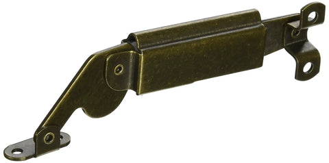 Left Spring Lid Support Antique Brass For Boxes And Chests With Spring Loaded Motion, steel construction, screws included