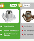 Durable Front Wheel Hub Assembly Pair For Club Car Ds And Precedent 2003 Up Golf Cart comparison of new aluminum vs old rusted hub.