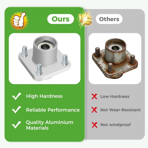 Durable Front Wheel Hub Assembly Pair For Club Car Ds And Precedent 2003 Up Golf Cart comparison of new aluminum vs old rusted hub.