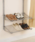 Configurable Titanium Shoe Shelf Set For Floating Shelves And Easy Shoe Organization At Home Laundry Bathroom Mudroom Pantry And Linen Closet