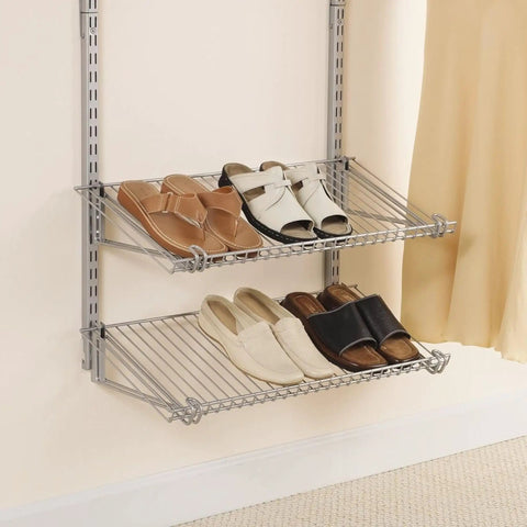 Configurable Titanium Shoe Shelf Set For Floating Shelves And Easy Shoe Organization At Home Laundry Bathroom Mudroom Pantry And Linen Closet