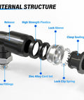 Internal structure of 6mm Tube OD To M5 Male Elbow Push To Connect Pneumatic Fittings, showing components and materials.