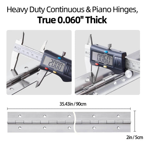 Heavy Duty 36 Inch Piano Hinge 0.060 Inch Stainless Steel 304 Continuous Hinge With Holes Includes Screws For Cabinet Doors DIY