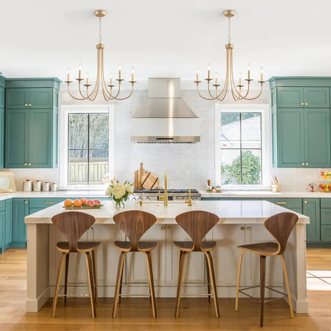 Dope Gold Farmhouse Chandelier With Industrial Style 6 Light Pendant Lighting For Kitchen