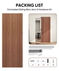 Concealed Sliding Barn Door With Soft Close Hardware Kit Brown Hidden Door for interior use with hidden rail and quiet sliding.