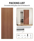 Concealed Sliding Barn Door Kit With Soft Close Hardware, 40x86 Inches, Brown Hidden Door, waterproof design, installation components