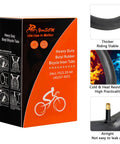 Packaging of Two Pack 24 Inch Heavy Duty Bike Tubes 45/57-507 With AV32mm Schrader Valve Fits 24x1.75 To 24x2.25 with features shown