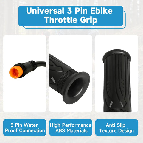 Universal 3 Pin Ebike Twist Throttle Kit For 12V 24V 36V 48V 72V Electric Bicycles And Scooters with ABS grip