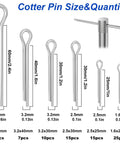 Diagram of cotter pin sizes from 135 Piece Cotter Pin Set 13 Sizes 304 Stainless Steel Assortment Kit For Trucks Hitches Trailers