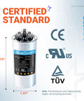 Two Pack 30 And 5 Uf Round Dual Run Capacitors 370 To 440 Vac Replacement for Condenser and Heat Pump Air Conditioners Exact Fit