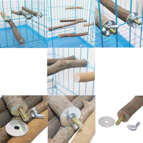 Ready To Rock M6 Hanger Bolts Kit With Wing Nuts And Flat Washers Galvanized Steel Hardware for securing wooden perches in a small animal cage.