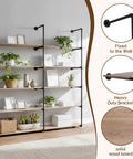 Industrial Pipe Shelf Five Tier 72 Inch Floating Pipe Book Shelves For Living Room And Home Office Decor And Organization