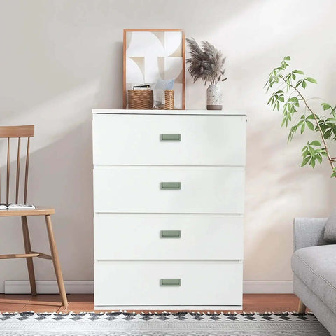 Aluminum Cabinet Pull Handles Set Of Two Flush Ring Hidden Drawer Pulls For Cabinets And Closets Green Finish on white dresser