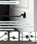 Heavy Duty 6 Inch Hook And Eye Locks 2 Pack Rock Solid Stainless Steel Barn Door Latch installation guide on a white door.