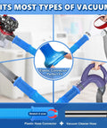5 Piece Dryer Vent Cleaning Kit With Universal Vacuum Hose Attachment showing elastic connector fit on vacuums