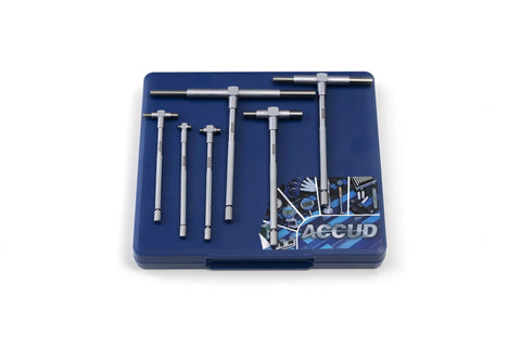 ACCUD telescoping gauge set, 6-piece, 5/16-6 in range, satin chrome finish in blue plastic case