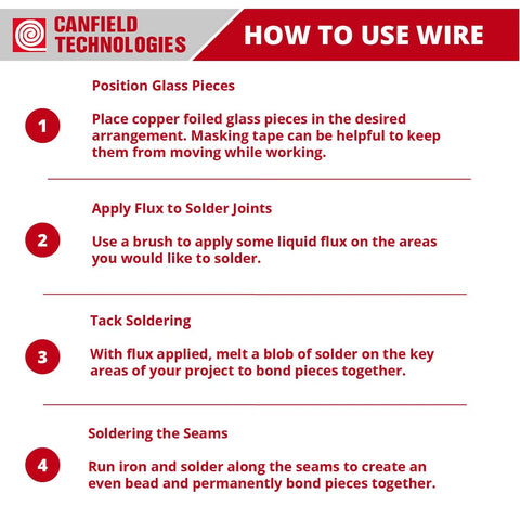 Instructions for using 60 40 Solder For Stained Glass 4 Pound Pack That Delivers Smooth Beads And Clean Joints presented by Canfield Technologies.