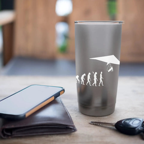 Epic Hang Gliding Evolution Insulated Stainless Steel Tumbler With Soaring Hang Glider Graphic for Adrenaline Junkies
