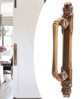 Door Pull Handle Barn Door Style Antique Zinc Alloy Handle for Cabinets and Drawers, indoor outdoor use, side view on door