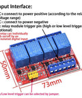Double Pack 4 Channel 5V Relay Module With Optocoupler High Or Low Level Trigger Isolated Expansion Board showing relay pins and dimensions