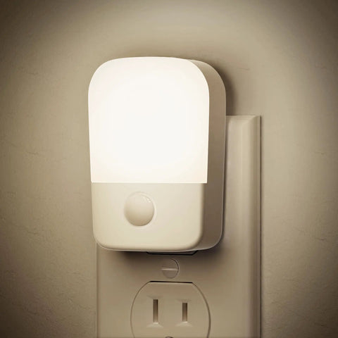 Two Pack Plug In Night Light With Dusk To Dawn Sensor Auto On Off 3000K Soft Warm Glow 30 And 60LM Adjustable Brightness
