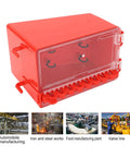 Portable Wall Mount Group Lock Box For Lockout Tagout with transparent panel and 8 hooks for team lockouts, red ABS material
