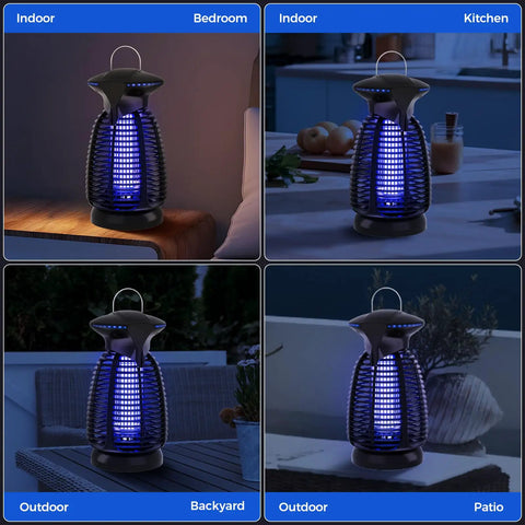 LED Bug Zapper For Home And Outdoors With Powerful Mosquito Killer Light That Attracts Mosquitoes At Night And Covers Up To 2000 Square Feet For Patio Backyard Kitchen And Indoor Use, showing various active settings