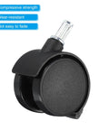 Close-up of 1.5 Inch Stem Swivel Casters, 6 Pack Nylon 360 Degree Wheels With Brakes For Chairs Desks And Furniture Replacement, Black