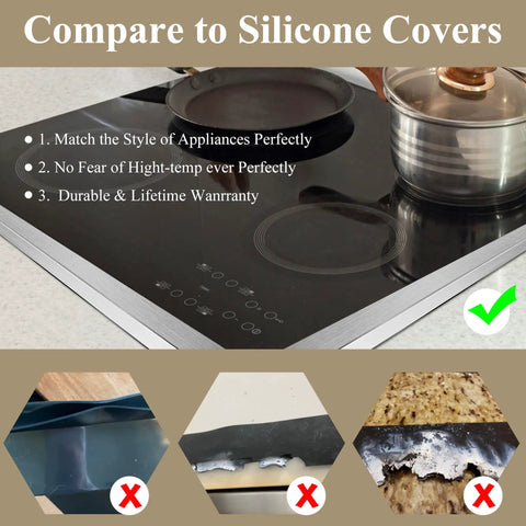 Stainless Steel Stove Gap Covers 23.5 Inches Set, heat resistant, easy clean oven gap filler on cooktop, compare to silicone covers