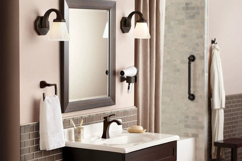 Voss Hair Dryer Holder Wall Mount In Bronze Finish Coordinates With Voss Faucets And Bath Accessories in modern bathroom