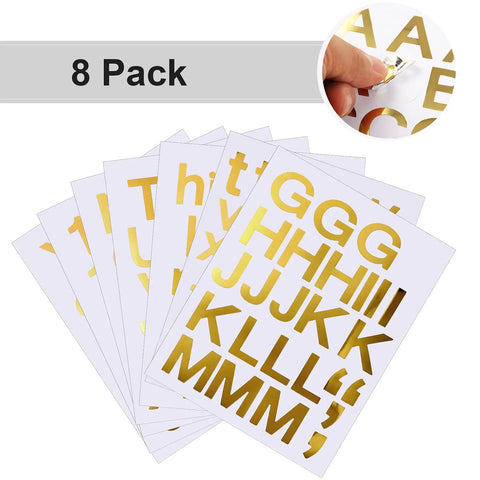 Gold Self Adhesive Vinyl Letter Stickers 202 Pcs 8 Sheets 1 Inch Alphabet And Number Stickers For Mailbox Signage Graduation Cap Scrapbook